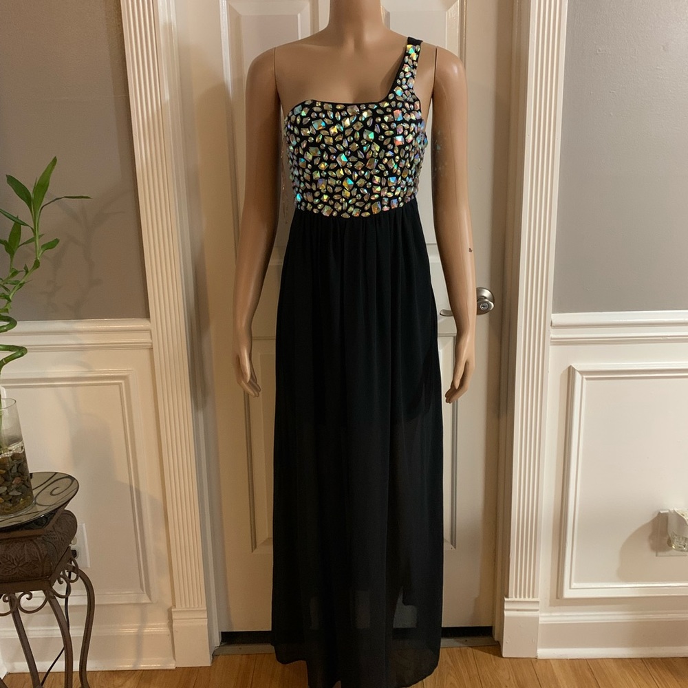 Women’s junior one off shoulder black dress size S - Picture 3 of 11